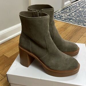 Dolce Vita round toe platform bootie is moss suede